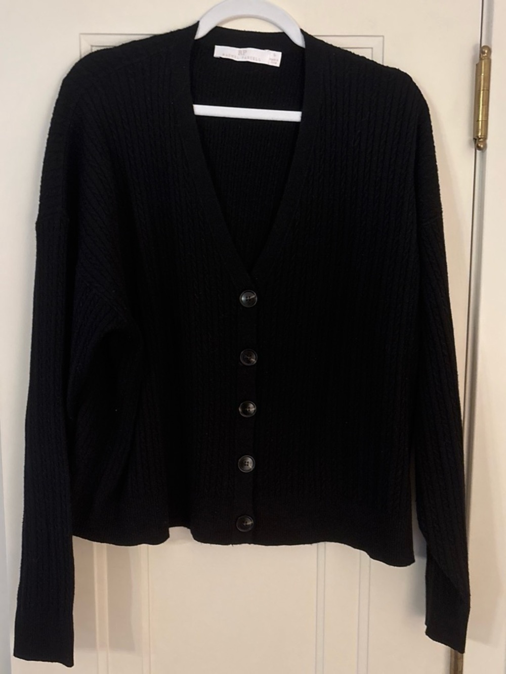 Rachel Parcell Black V-Neck Button Cardigan